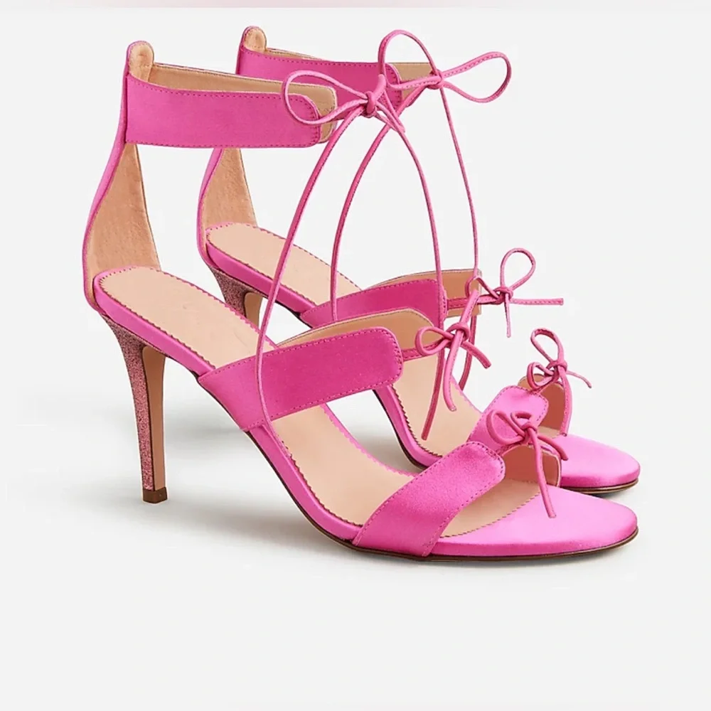 Jcrew Collection Rylie lace-up heels in Italian satin - Picture 1 of 4